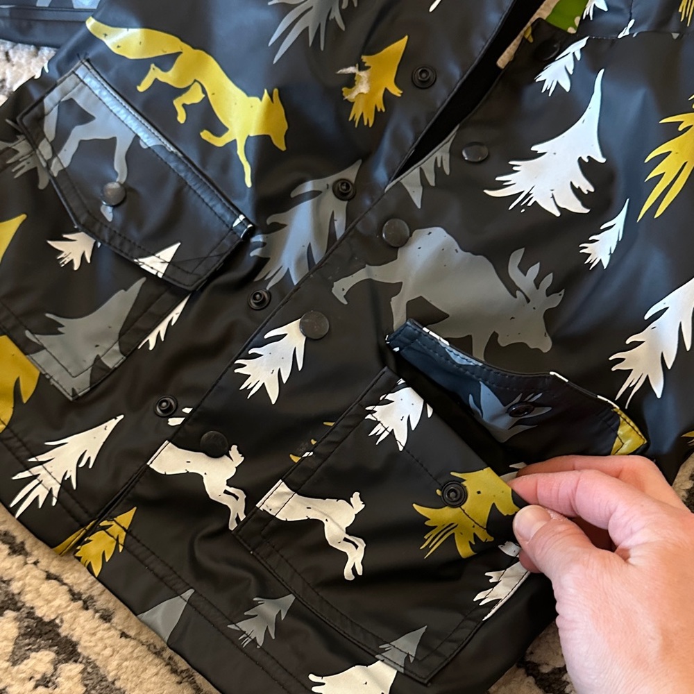 OAKI Black and Green lined Kids' rain Jacket and pants - Picture 4 of 6